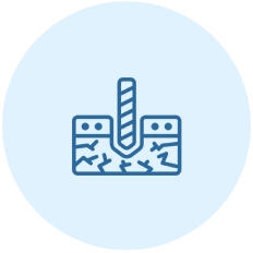 Broken concrete drilling process symbol