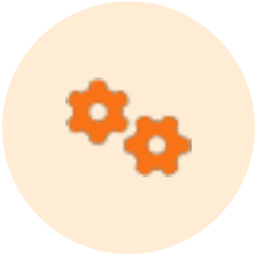 Two orange gears icon
