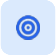 Blue concentric circles target icon