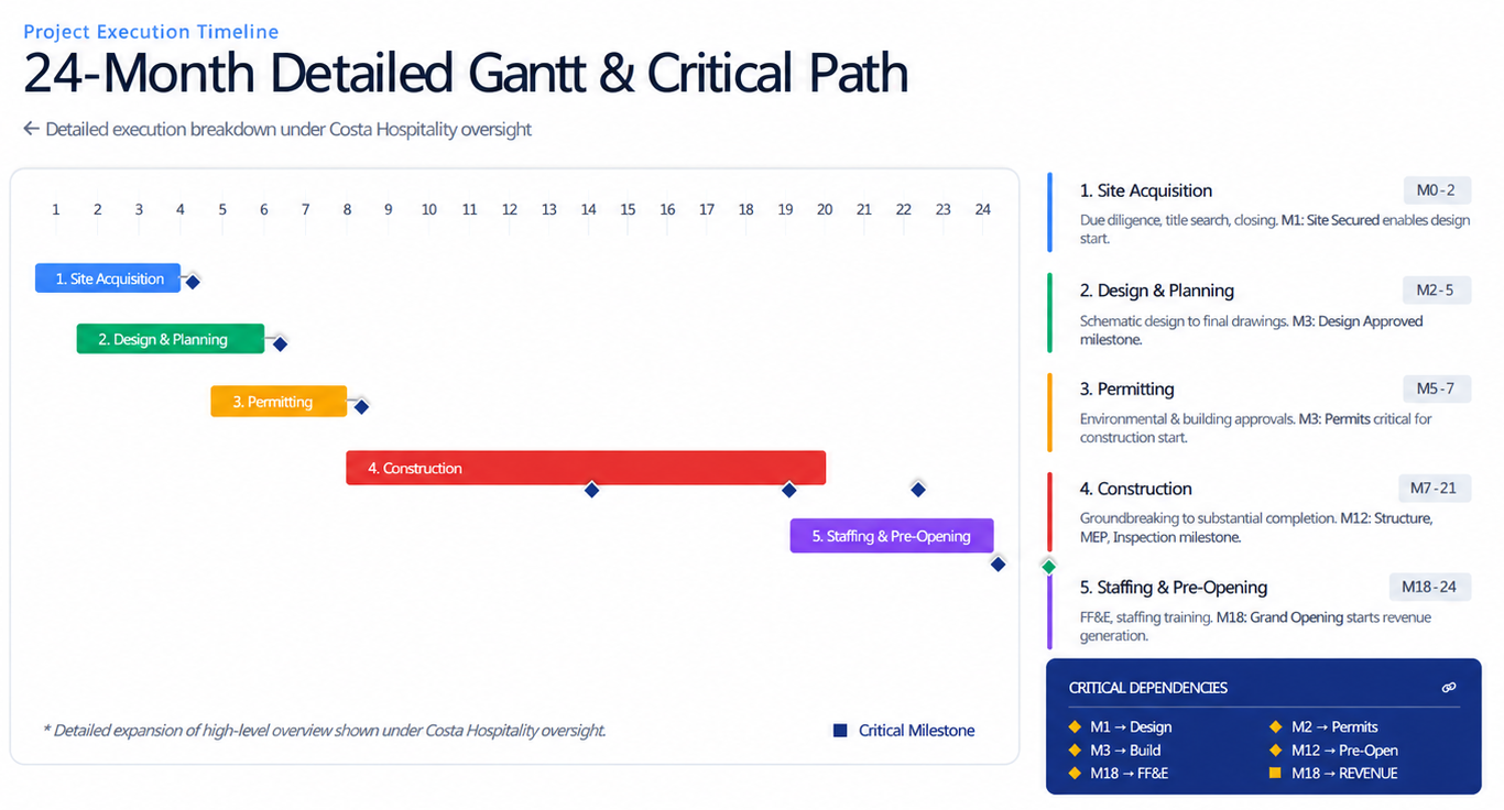 Construction and pre-opening timeline