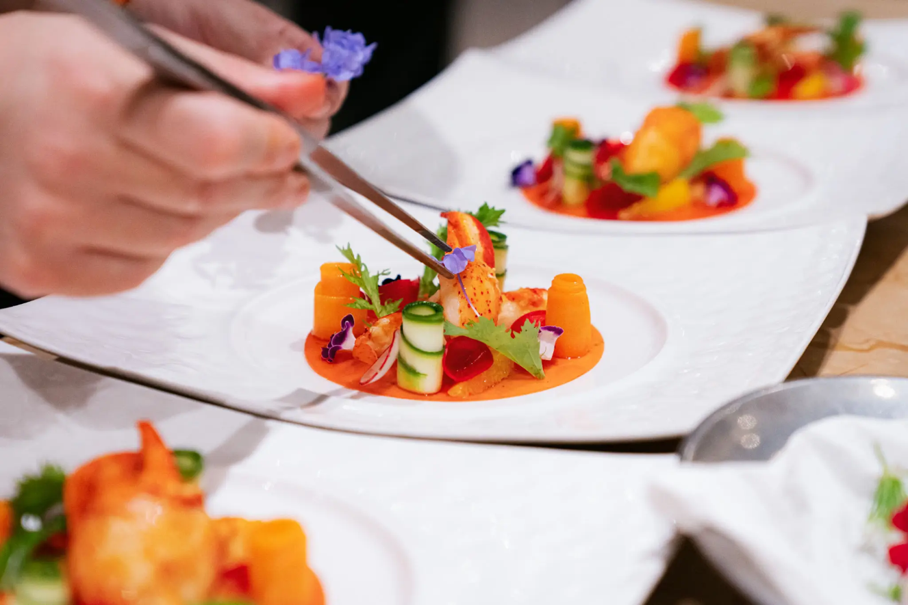 Fine dining lobster dish preparation